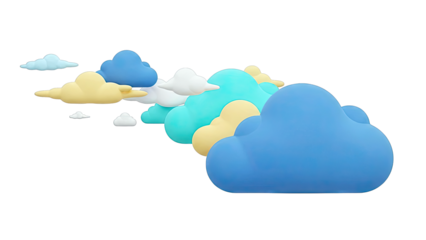 Assorted 3D Clouds on White Background