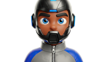 3D Render of a Cartoon Character in Futuristic Sci-Fi Gear