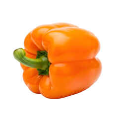 Stock photo of fresh orange bell pepper isolated for healthy eating and cooking recipe ideas, isolated on white or transparent background, PNG Format.
