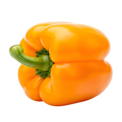 Stock photo of fresh orange bell pepper isolated for healthy eating and cooking recipe ideas, isolated on white or transparent background, PNG Format.