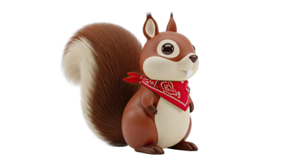 Cute cartoon squirrel wearing a red bandana