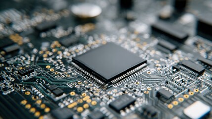 Detailed macro shot of a modern computer processor on a circuit board