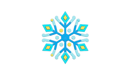 Stylized Blue Snowflake Icon with Yellow Diamond Accents
