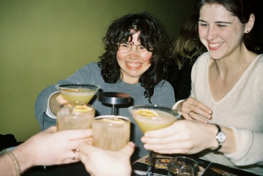 Cheers of happy friends