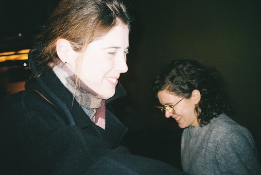 Friends Laughing Together on 35mm Film