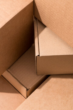 Close-Up of Stacked Cardboard Boxes