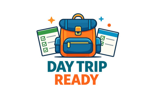 Day trip ready backpack with checklists icon for travel planning - Powered by Adobe