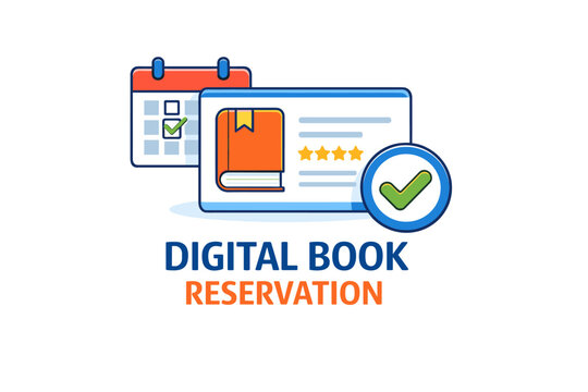 Digital book reservation concept with calendar and approval checkmark
