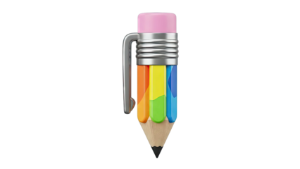Rainbow Pencil with Eraser and Clip