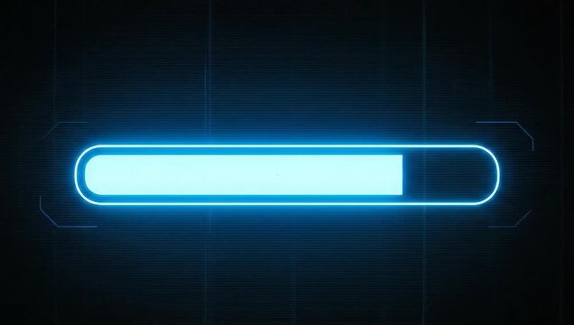 Neon Glowing Loading Progress Bar Animation Frames.