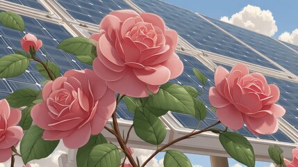 High-efficiency solar panel integrated in-1 - design pattern seamless texture abstract