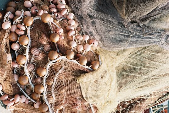 Fishing nets with cork floats
