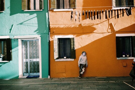 Child in Hoodie Against Wall, 35mm Experimental Film

