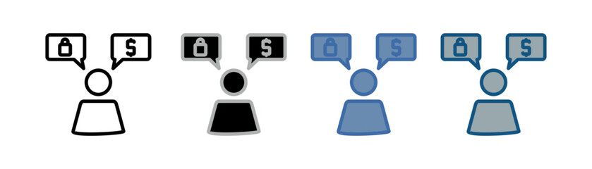 
Consumer behavior icon set multiple style collection with people, bags and money designs