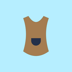 Brown apron with pocket vector illustration on blue background 