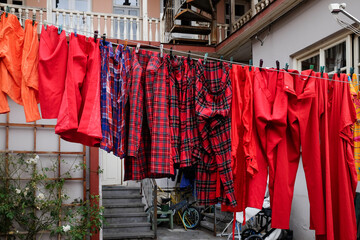  Vibrant Laundry Hanging in Tbilisi Courtyard