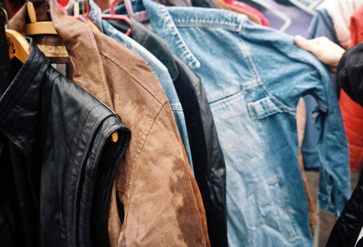 vintage clothes on a flea market