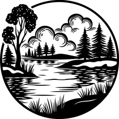 Fototapeta premium Misty Sunrise over Calm River Landscape