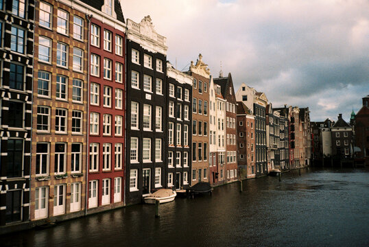 Traditional canal houses in Amsterdam Netherlands
