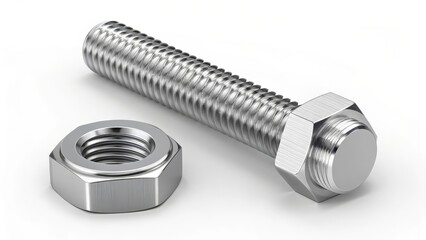 Stainless Steel Hex Bolt and Nut Set Close-up
