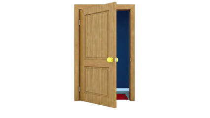 Open Wooden Door with Yellow Doorknob