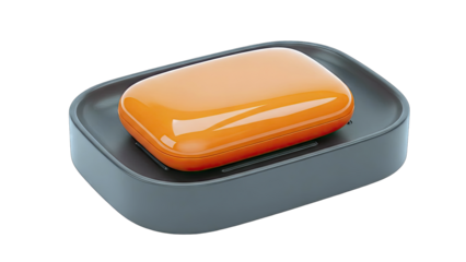 Orange Soap Bar in Grey Dish
