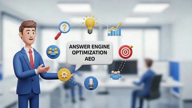 A modern business concept using AEO and a person.