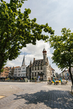 Historical Architecture in a Lively Square on a Sunny Day