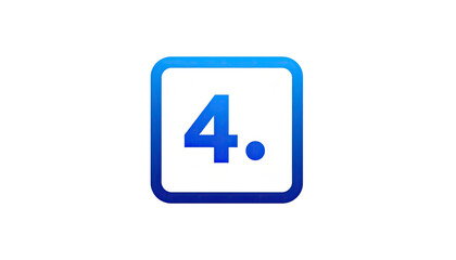 A vibrant, geometric square design, displaying a blue number "4." surrounded by a blue border