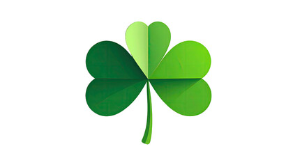 A vibrant, geometric illustration of a three-leaf clover, showcasing various shades of green against black