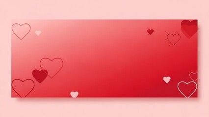 Romantic red gradient banner background with floating heart shapes, perfect for Valentine's Day, anniversaries, or wedding invitations, expressing love