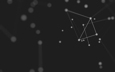 Abstract background. Molecules technology with polygonal shapes, connecting dots and lines. Connection structure. Big data visualization.