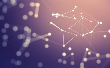 Abstract background. Molecules technology with polygonal shapes, connecting dots and lines. Connection structure. Big data visualization.