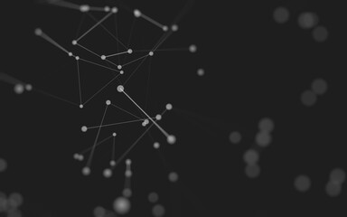 Abstract background. Molecules technology with polygonal shapes, connecting dots and lines. Connection structure. Big data visualization.