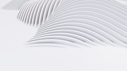 Abstract Curved Shapes. White Circular Background.