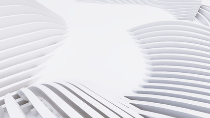 Abstract Curved Shapes. White Circular Background.