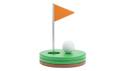 Golf Ball and Flag on Green Miniature Putting Green