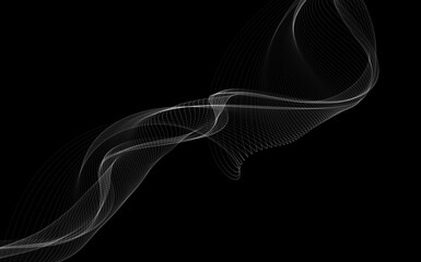 Dark abstract background with a glowing abstract waves