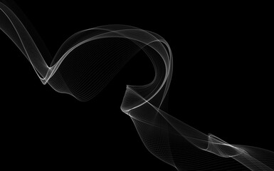 Dark abstract background with a glowing abstract waves