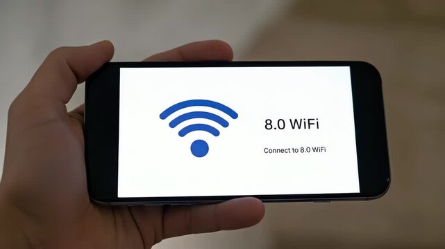 Mobile phone with Wi-Fi signal showing the concept of wireless network connection.