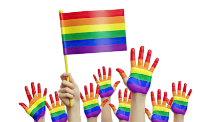 Rainbow Pride Flag and Painted Hands