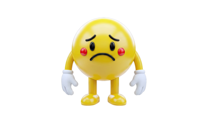 Sad Yellow Emoji Character with Red Cheeks