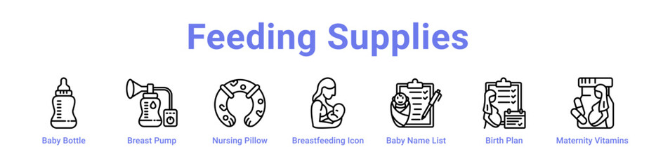 Feeding Supplies Icon Banner and Collection