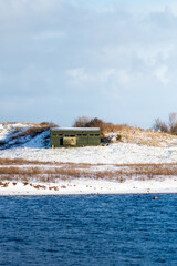 Naklejka premium Hauxley Nature Reserve, Northumberland, January 2026, Nature reserve in the depths of winter. 