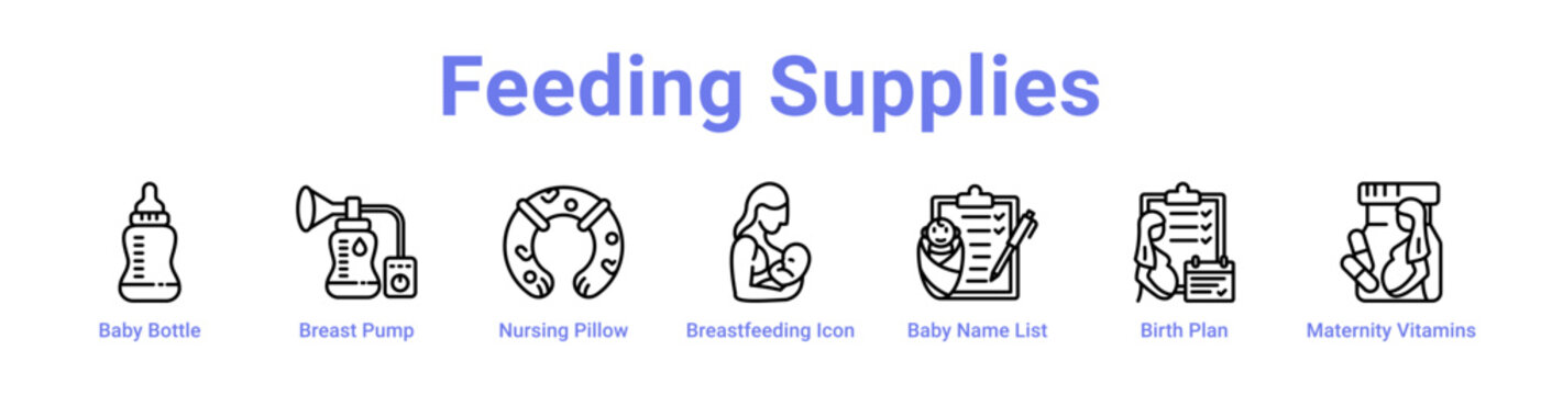 Feeding Supplies Icon Banner and Collection