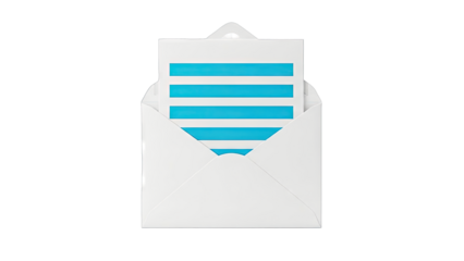 Open White Envelope with Blue Striped Document