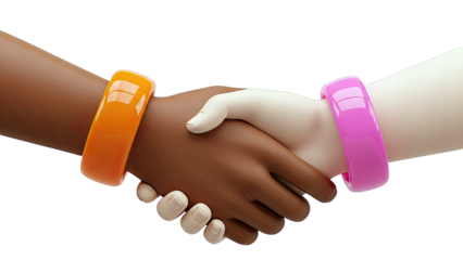 Diverse Hands Shaking Hands with Colorful Bracelets