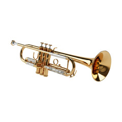 Obraz premium Professional Brass Golden Trumpet Musical Instrument Isolated on White Background