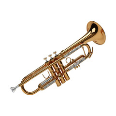 Obraz premium Professional Brass Golden Trumpet Musical Instrument Isolated on White Background