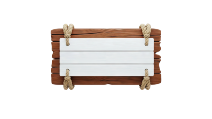 Wooden Sign with Rope and White Panels